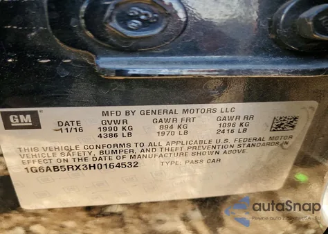 2017 Cadillac Ats Luxury z USA, uszkodzony, nr VIN 1G6AB5RX3H0164532